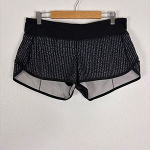 Lululemon Black with White Printed Running Speed Up Shorts with Built In Liner 8